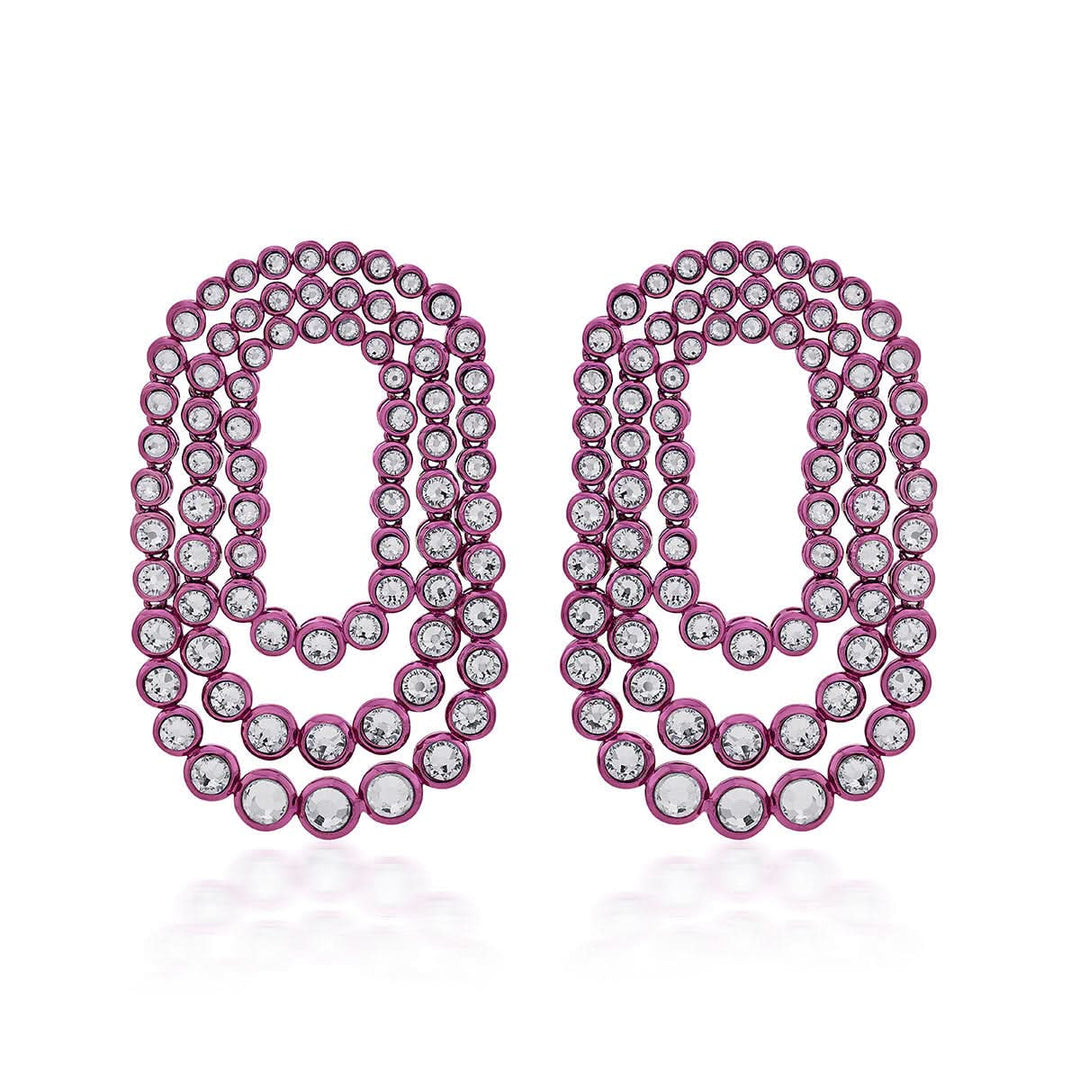 Sonali Bendre Rani Pink Tri Layered Earrings