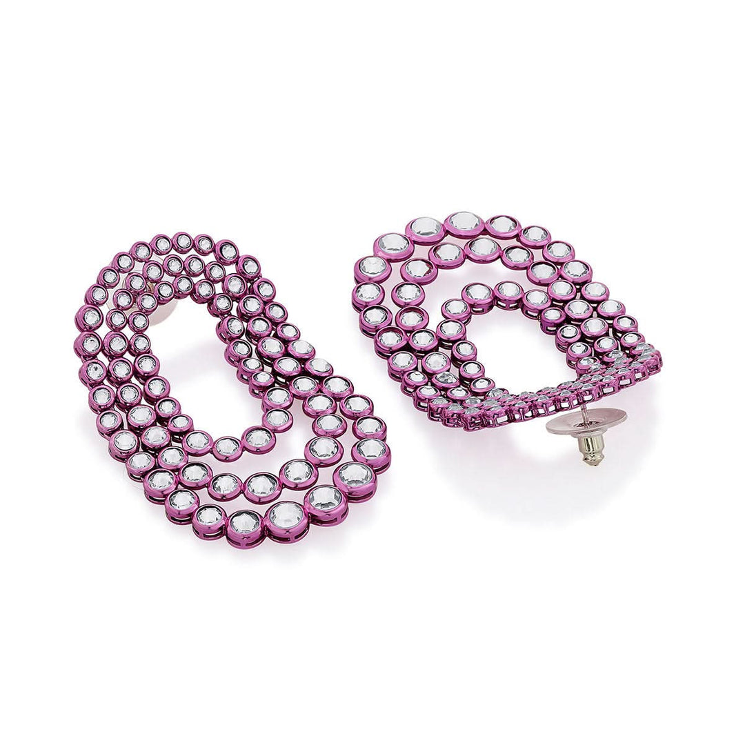 Sonali Bendre Rani Pink Tri Layered Earrings