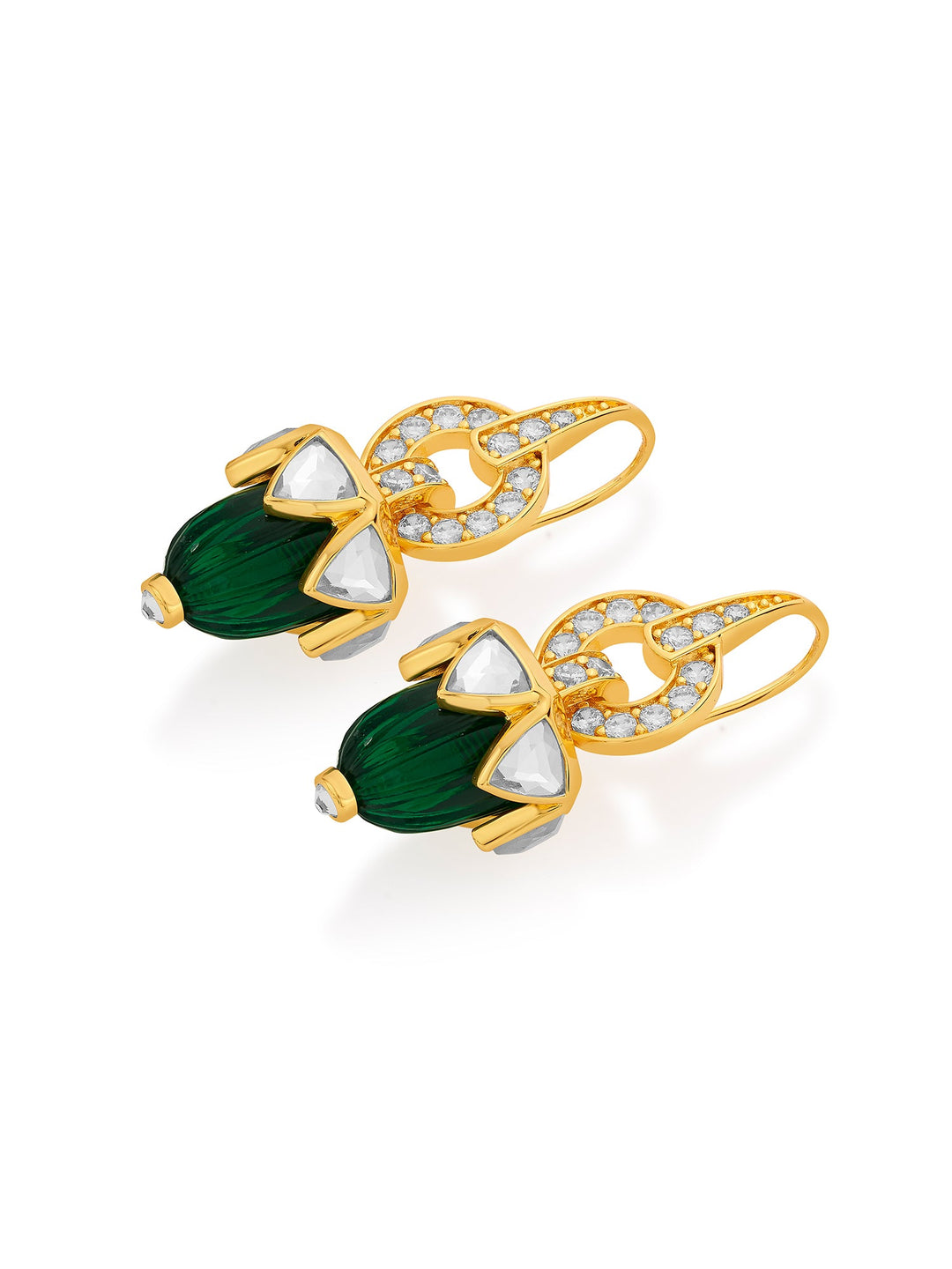 Inayat CZ Hydro Emerald & Mirror Shimmering Earrings