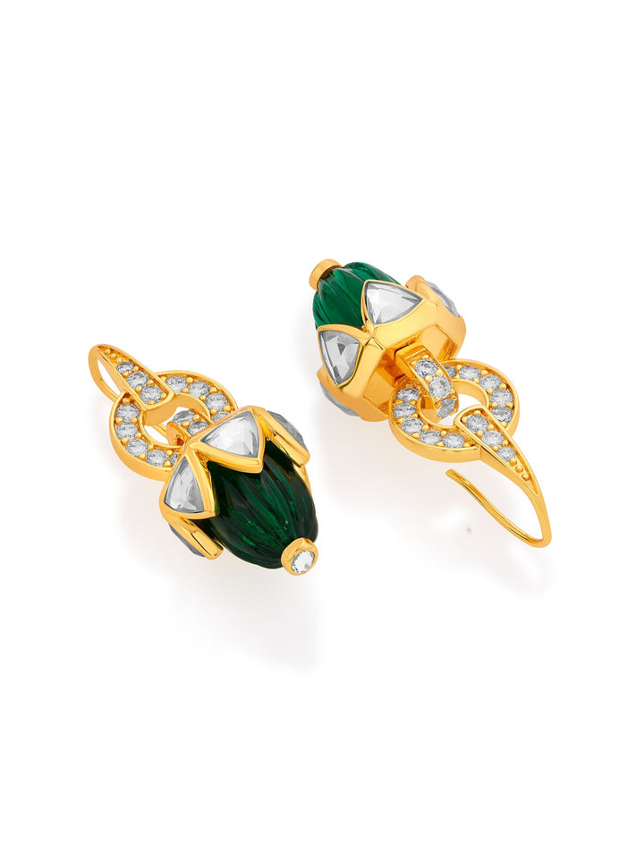 Inayat CZ Hydro Emerald & Mirror Shimmering Earrings