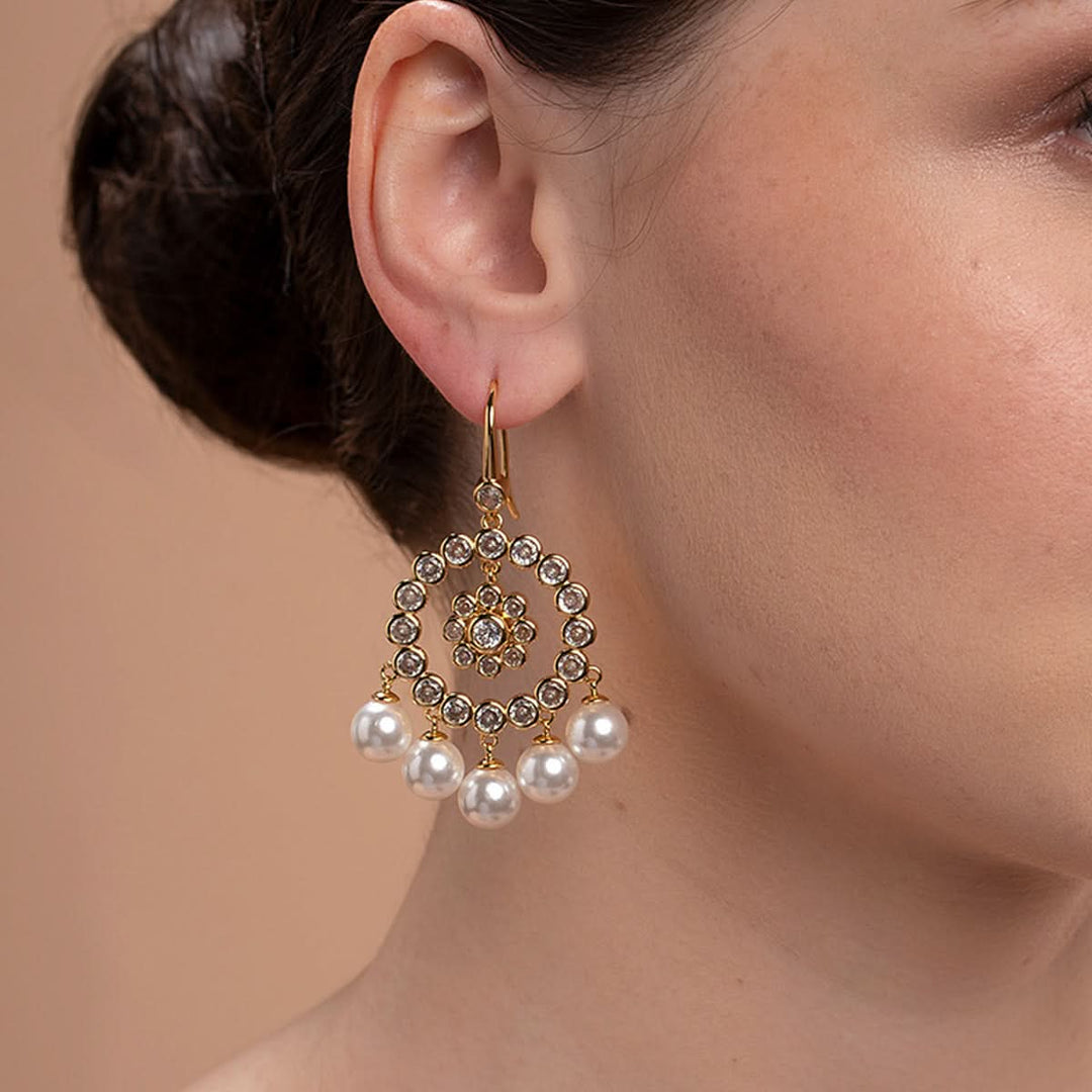 Buy Amara CZ Pearl Jhumka Earring Online - Main Image