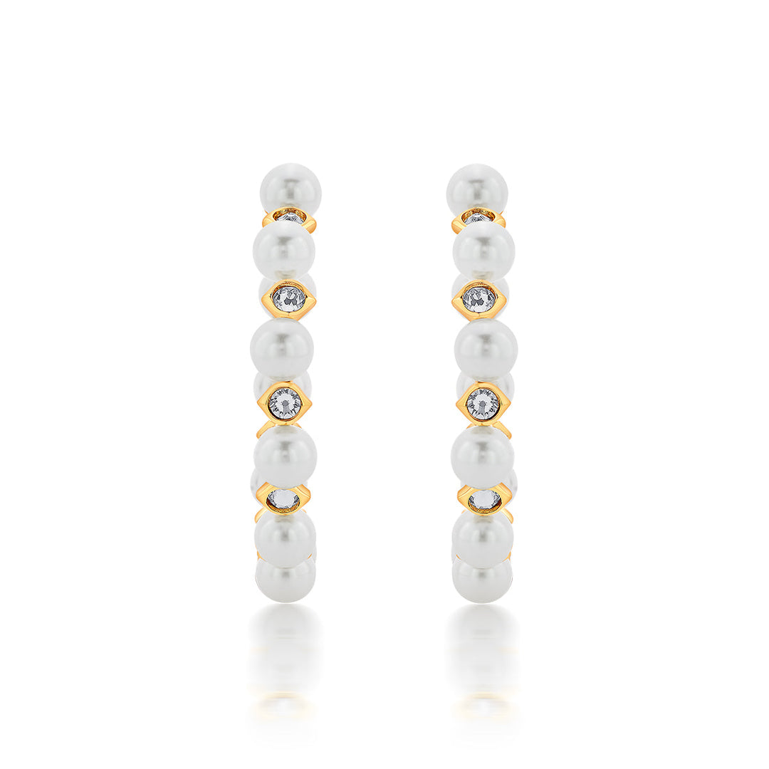Amara Pearl CZ Statement Hoop Earrings