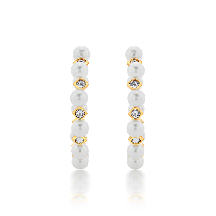 Amara Pearl CZ Statement Hoop Earrings
