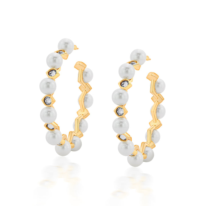 Amara Pearl CZ Statement Hoop Earrings