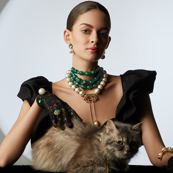 Razia Green Quartz Mirror Earrings