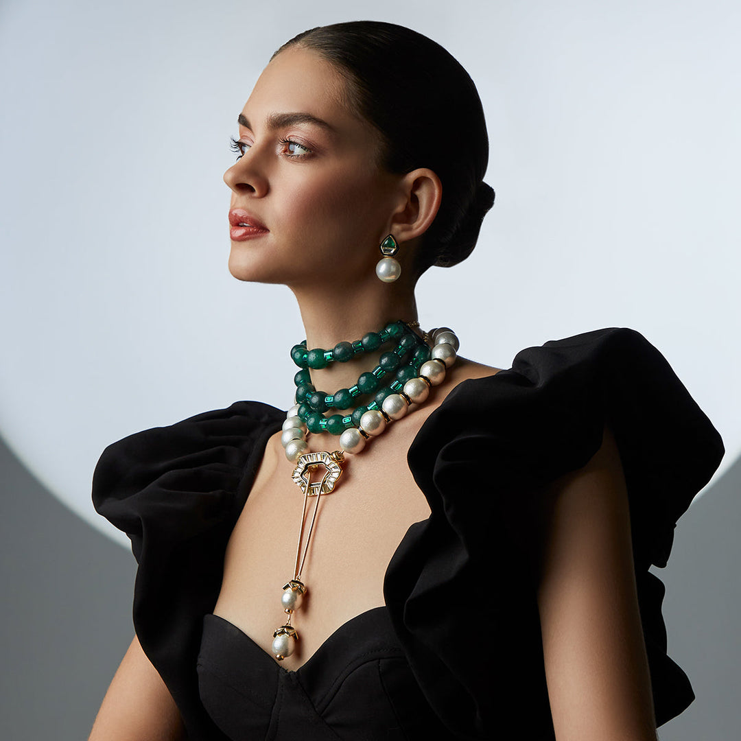 Razia Green Quartz Mirror Earrings