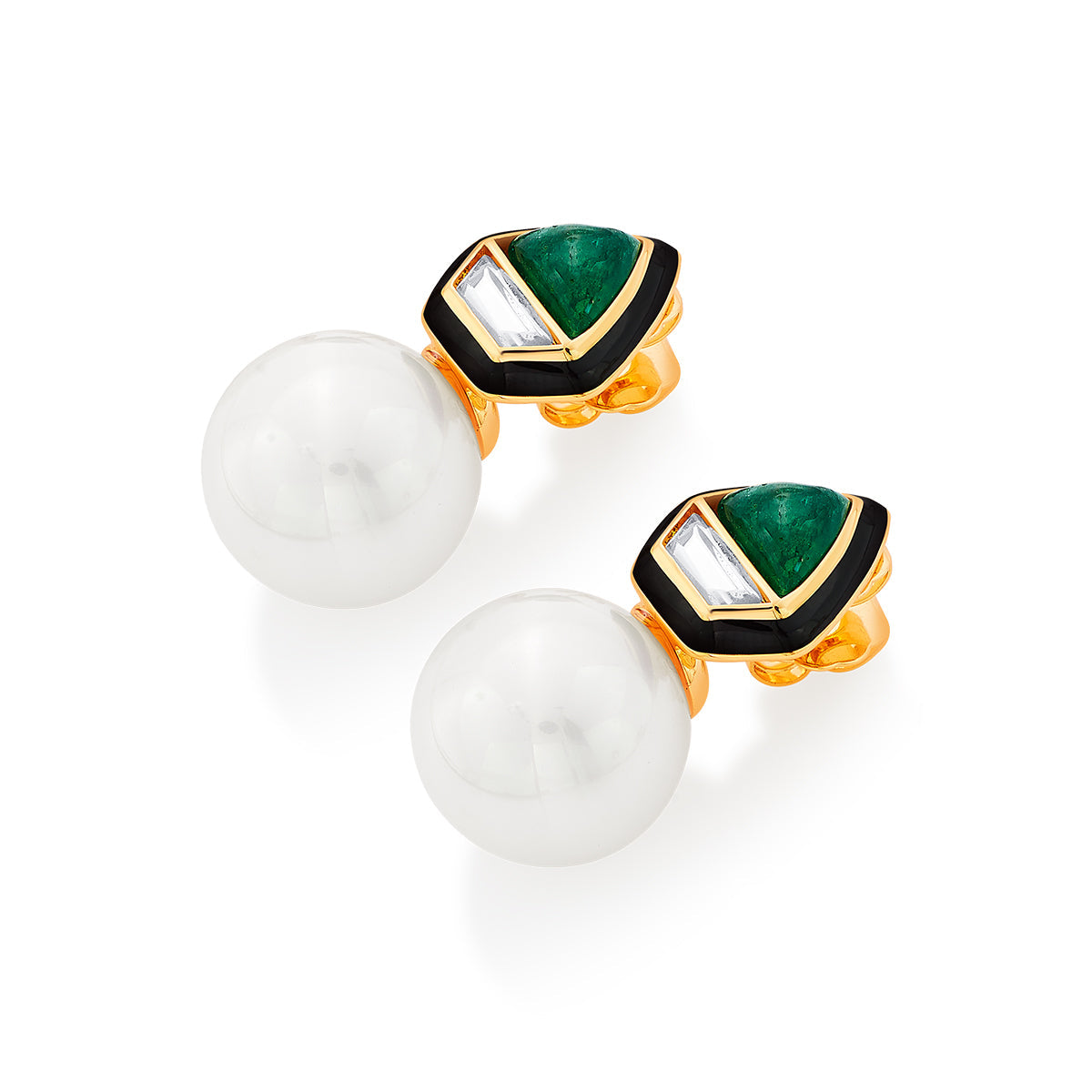 Razia Green Quartz Mirror Earrings - Isharya | Modern Indian Jewelry