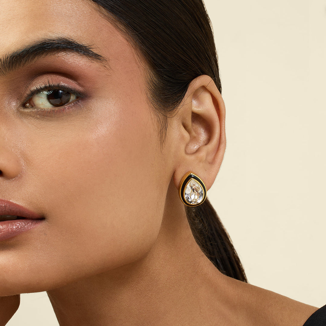 White Bold Bling Earrings