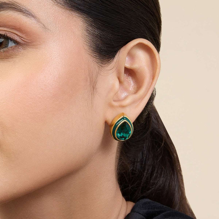 Green Bold Bling Earrings