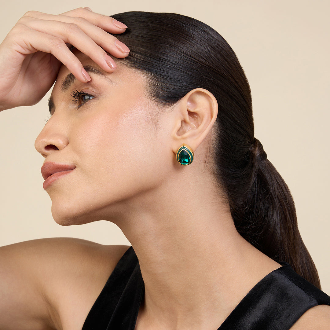 Green Bold Bling Earrings