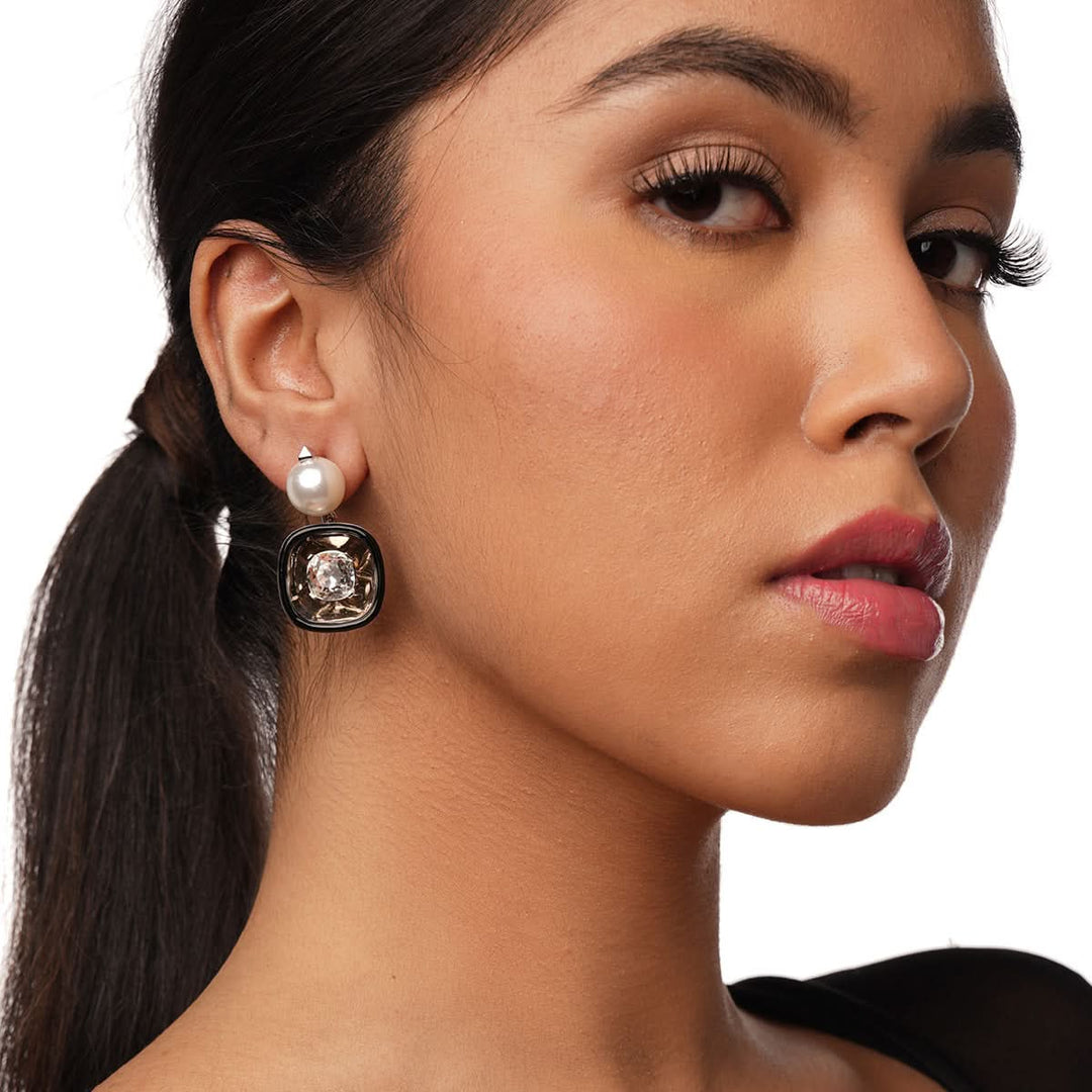 Larissa D'sa Bougie Glory Wrap Crystal & Pearl Earrings