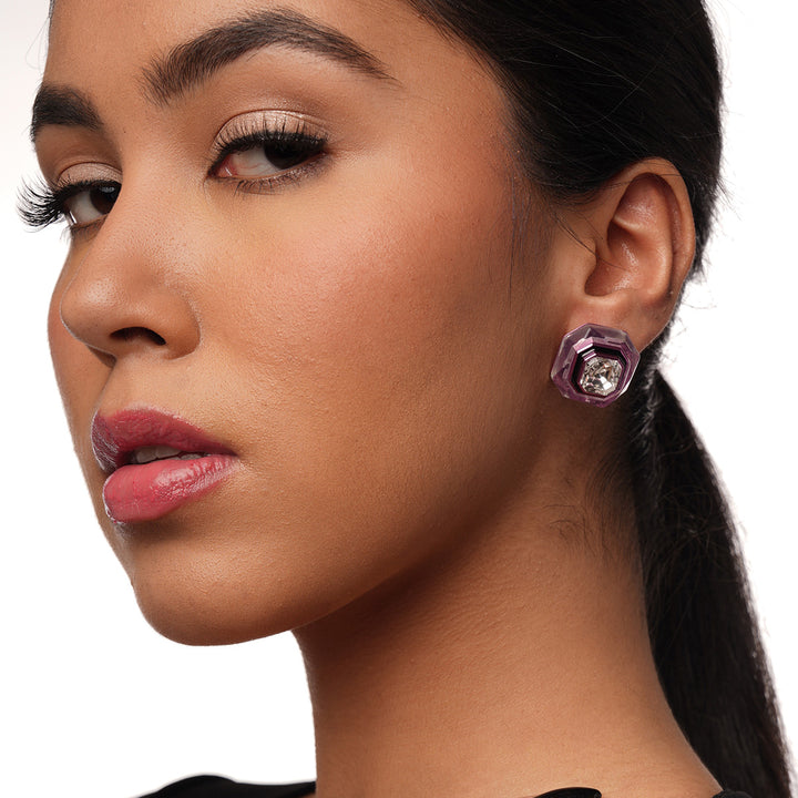 Bisou Infinity Cut Pink Crystal Studs