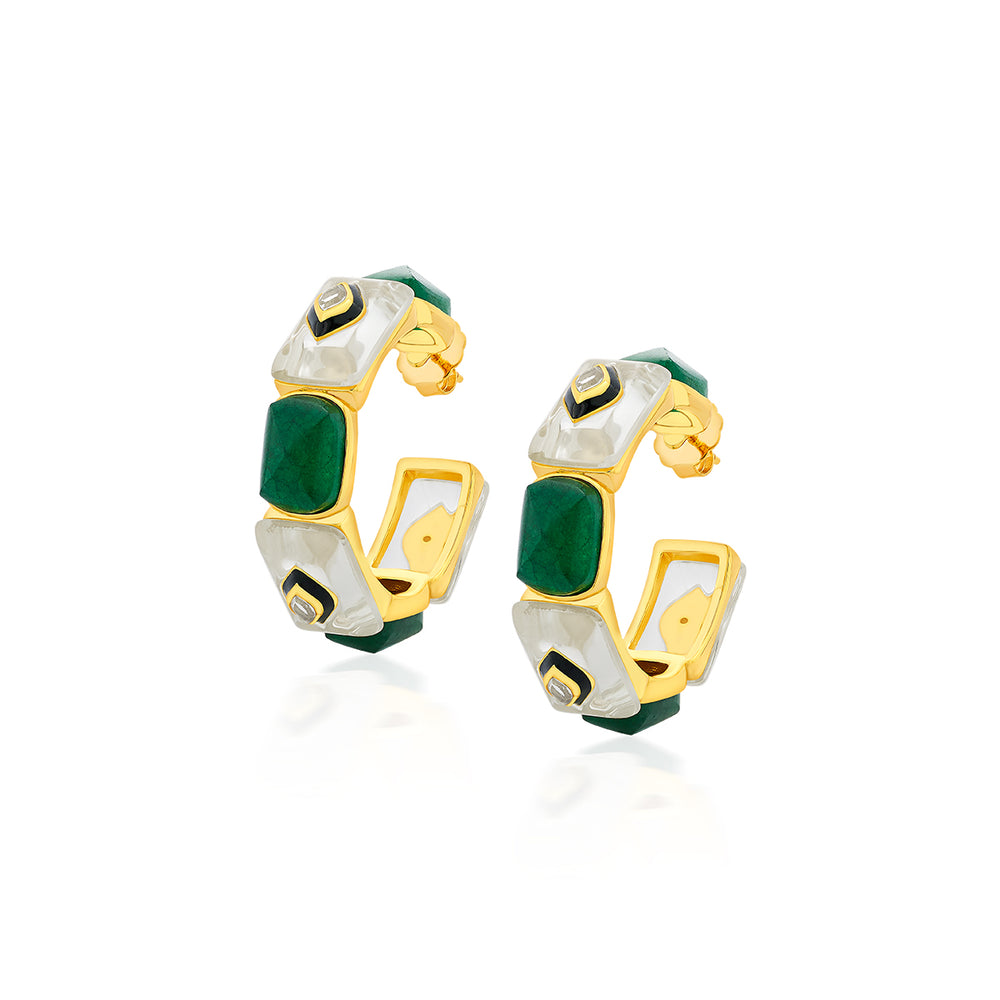 Begum Haute Evergreen Two Tone Hoops