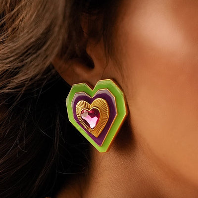 Shining Heart Earrings - Isharya | Modern Indian Jewelry
