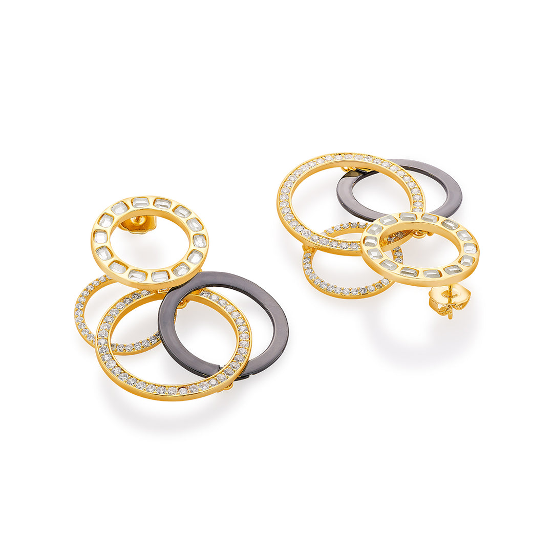 Stan Multi Circle Earrings - Isharya | Modern Indian Jewelry
