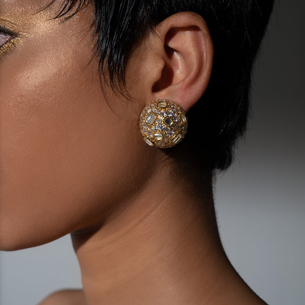 Stan Baroque Stud Earrings - Isharya | Modern Indian Jewelry