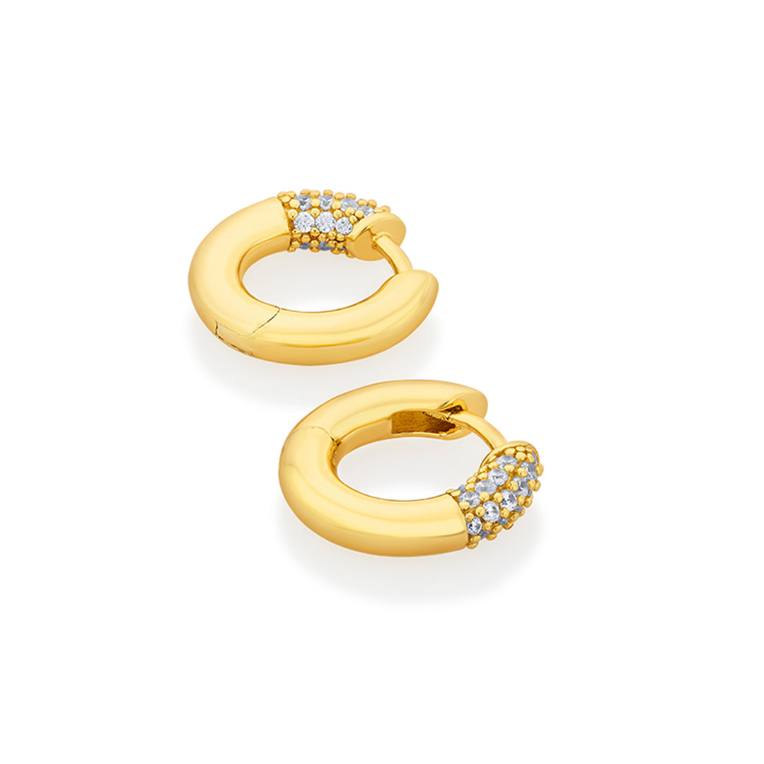 Sparkle CZ Chubby Hoop Earrings