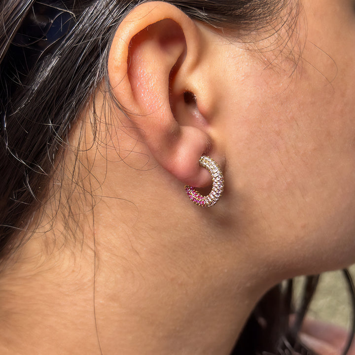 Multi Sparkle Chubby Hoop Earrings - Isharya | Modern Indian Jewelry