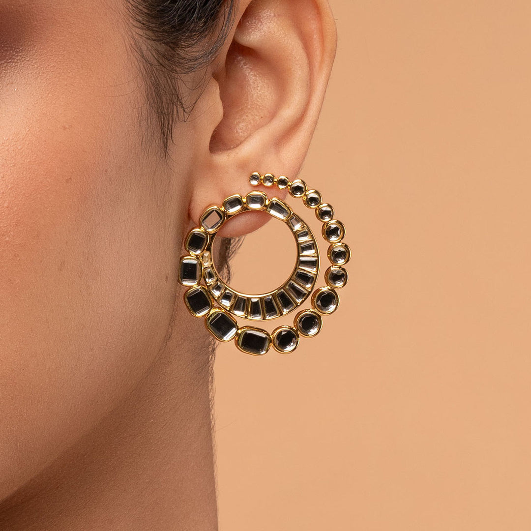 Glimmer Orange Peel Stud Earrings - Isharya | Modern Indian Jewelry