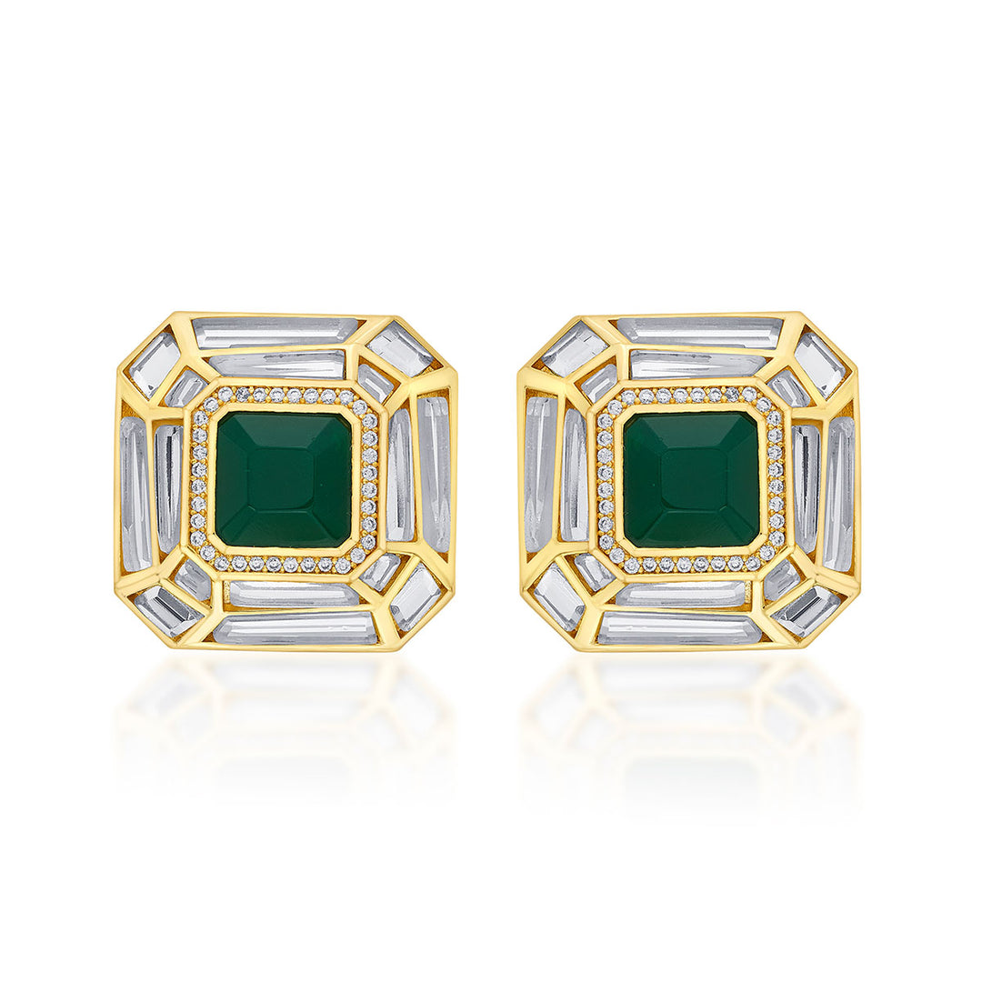Fiesta Hydro Emerald Studs Earrings - Isharya | Modern Indian Jewelry