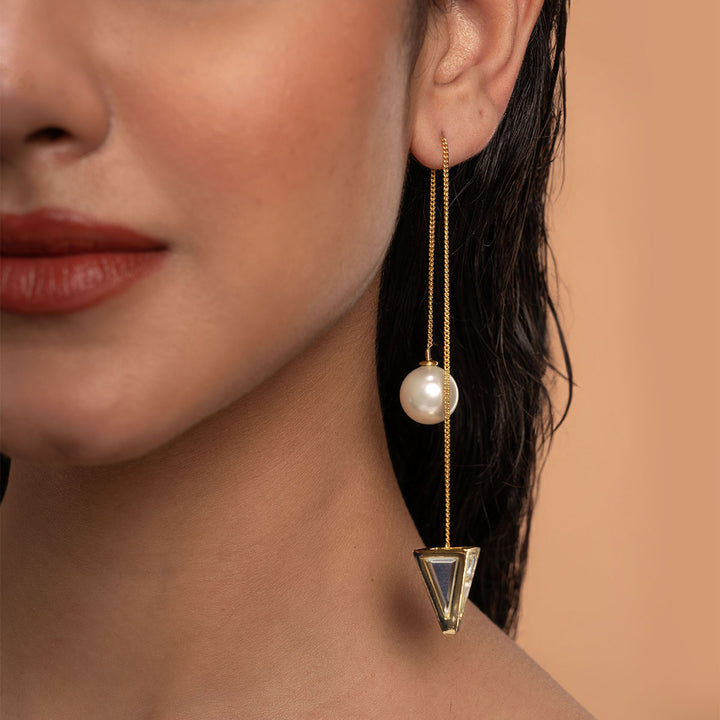 Flash Mirror & Pearl Threaders - Isharya | Modern Indian Jewelry