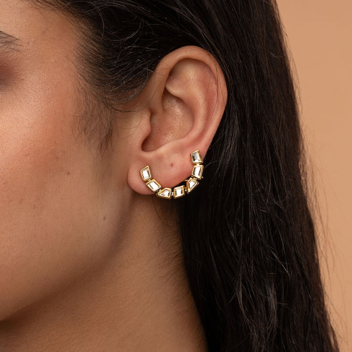 Nuit Mirror Crescent Ear Cuffs - Isharya | Modern Indian Jewelry