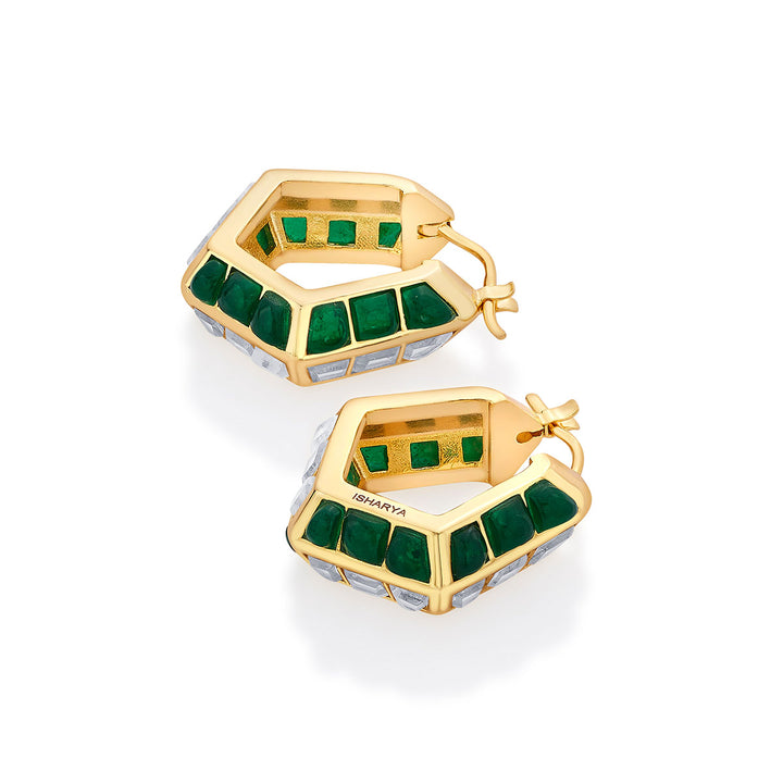 Fiesta Hydro Emerald Hoops - Isharya | Modern Indian Jewelry