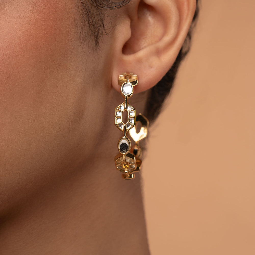 Glimmer Mirror Hoop Earrings - Isharya | Modern Indian Jewelry