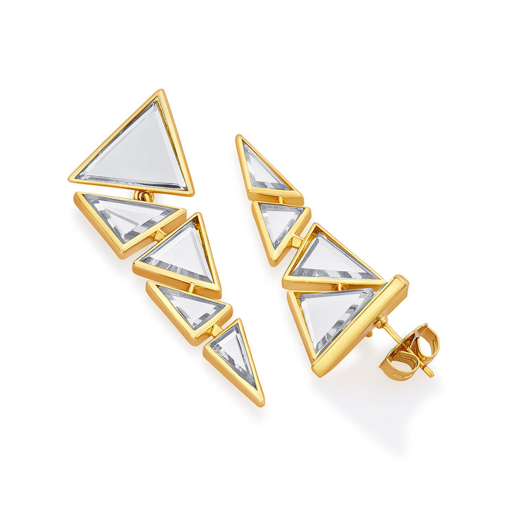 Dazzle Mirror Triangle Earrings - Isharya | Modern Indian Jewelry
