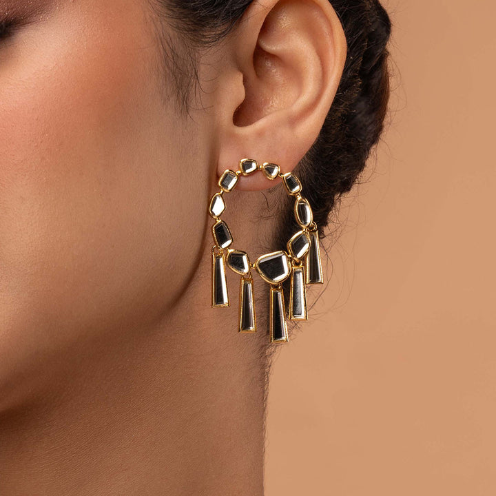 Fête Mirror Chandbali Earrings - Isharya | Modern Indian Jewelry