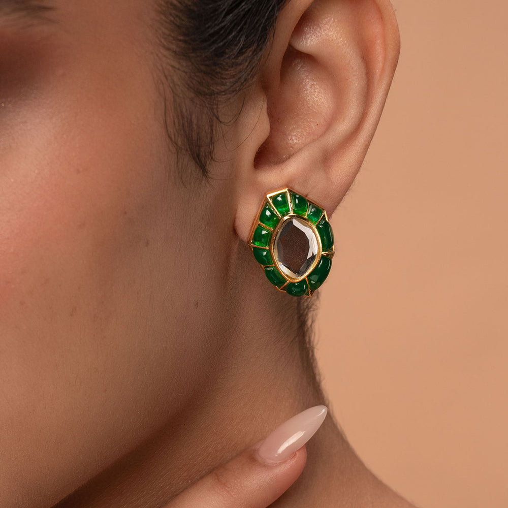 Fiesta Hydro Emerald Studs - Isharya | Modern Indian Jewelry
