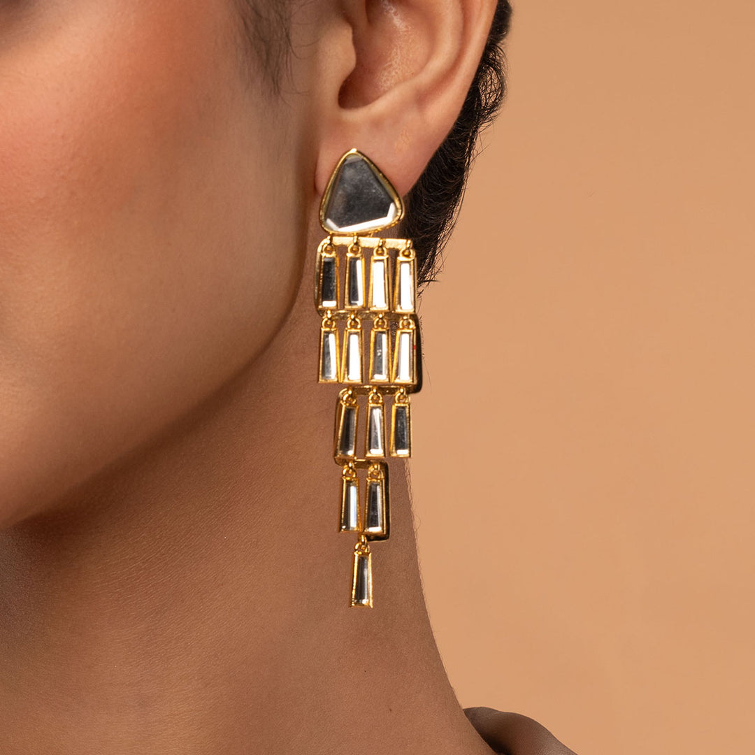 Fête Mirror Waterfall Earrings - Isharya | Modern Indian Jewelry
