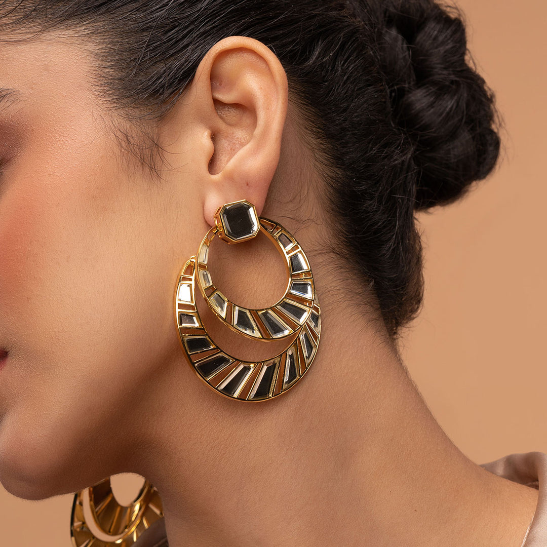 Fête Mirror Moon Bali Earrings - Isharya | Modern Indian Jewelry