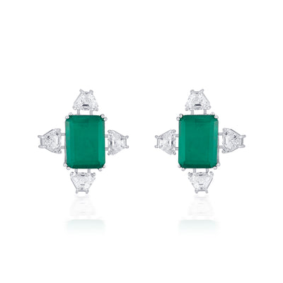 Provence 925 Silver Emerald Doublet Stud Earrings - Isharya | Modern Indian Jewelry