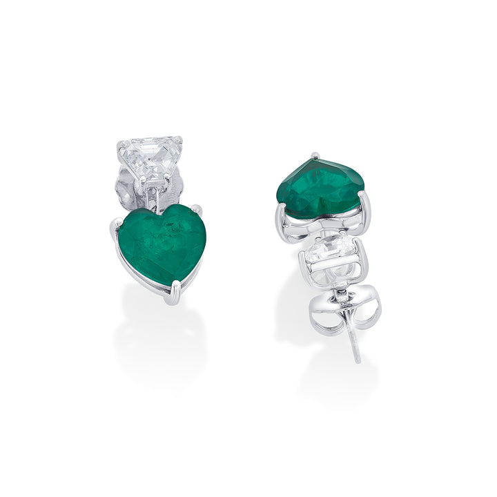 Provence 925 Silver Emerald Doublet Heart Earrings - Isharya | Modern Indian Jewelry