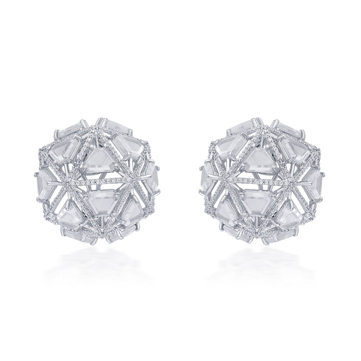 Bahamas 925 Silver Rève Crystal  Dome Earrings - Isharya | Modern Indian Jewelry