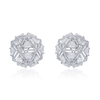 Bahamas 925 Silver Rève Crystal  Dome Earrings - Isharya | Modern Indian Jewelry