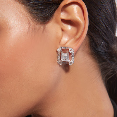 Louvre 925 Silver Octa Earrings - Isharya | Modern Indian Jewelry