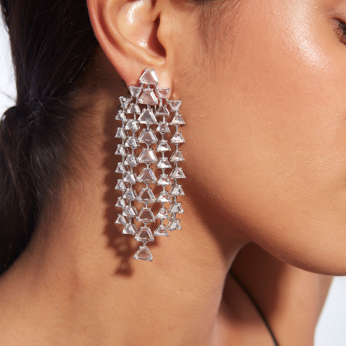 Bahamas 925 Silver Waterfall Earrings - Isharya | Modern Indian Jewelry