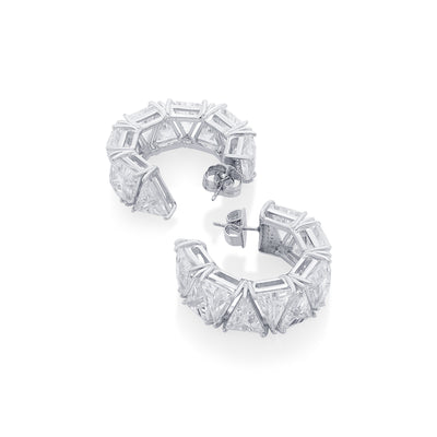 Louvre 925 Silver Maxi Rève Crystal Hoop Earrings - Isharya | Modern Indian Jewelry