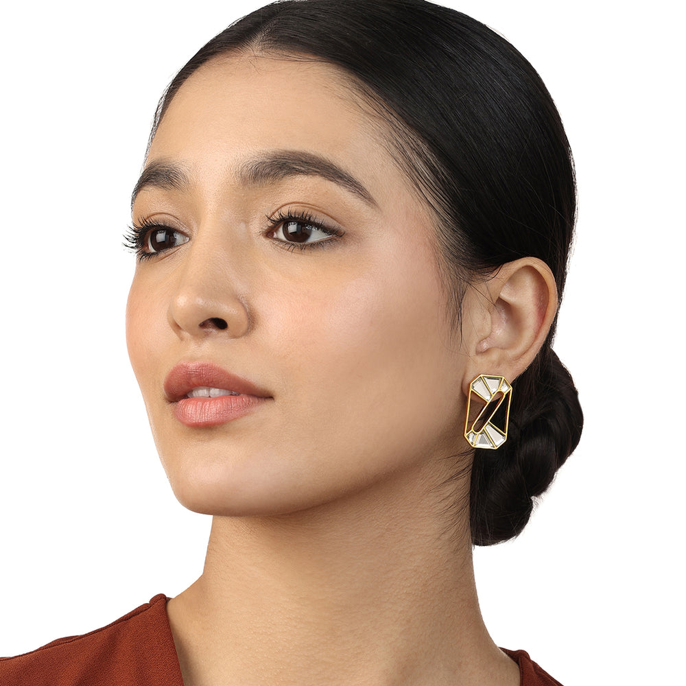 Amina Mirror Short Earrings
