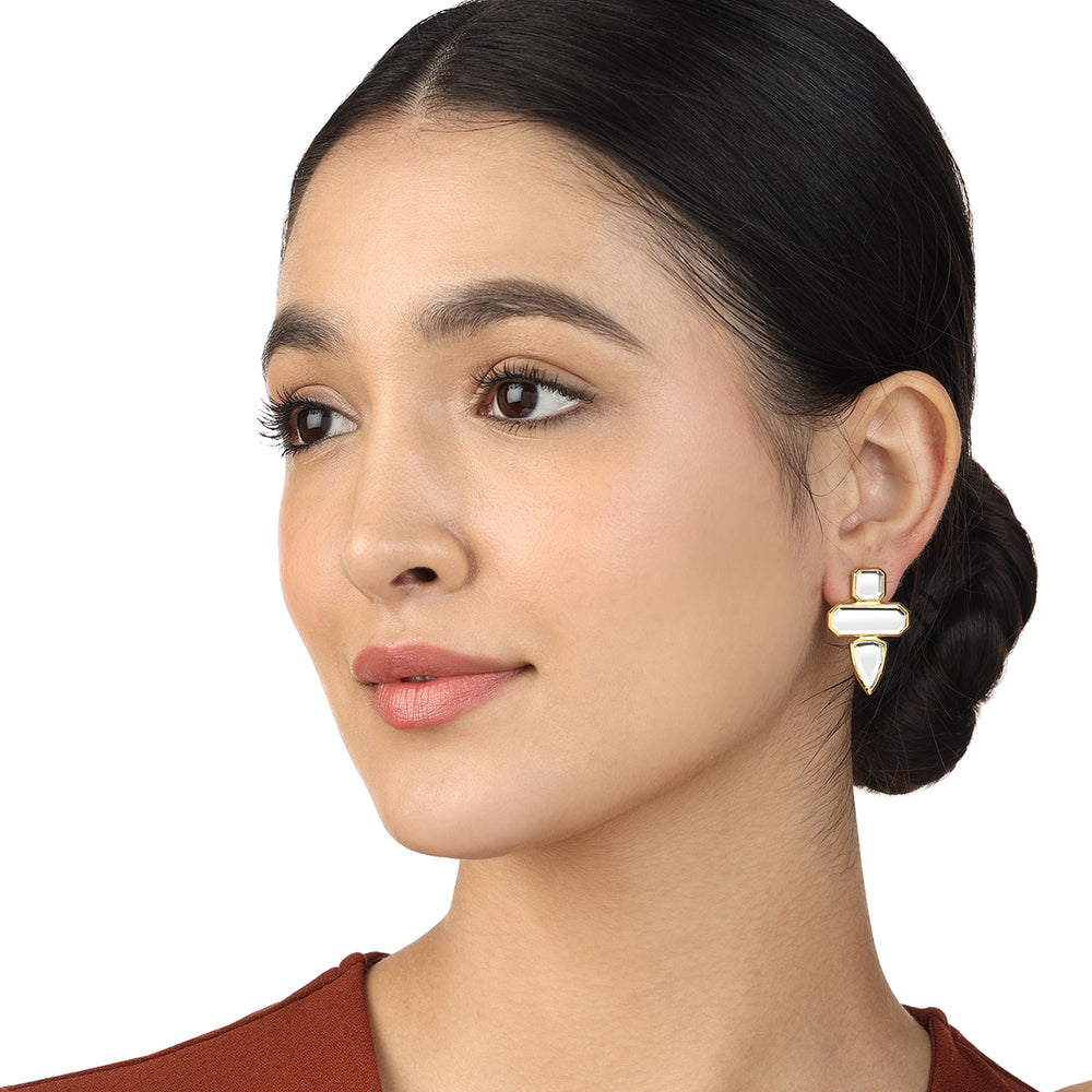 Lumen Trio Mirror Earrings - Isharya | Modern Indian Jewelry