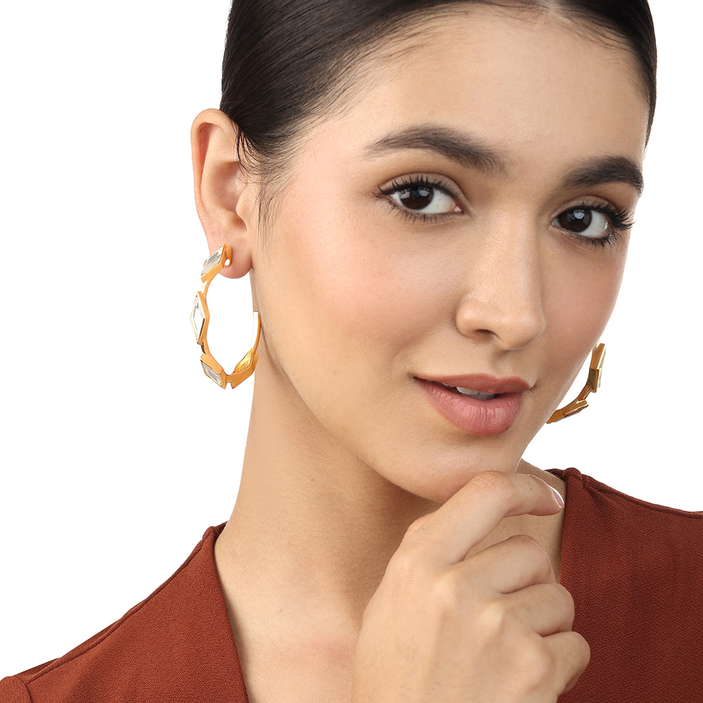 Lumen Mirror Hoop Earrings - Isharya | Modern Indian Jewelry