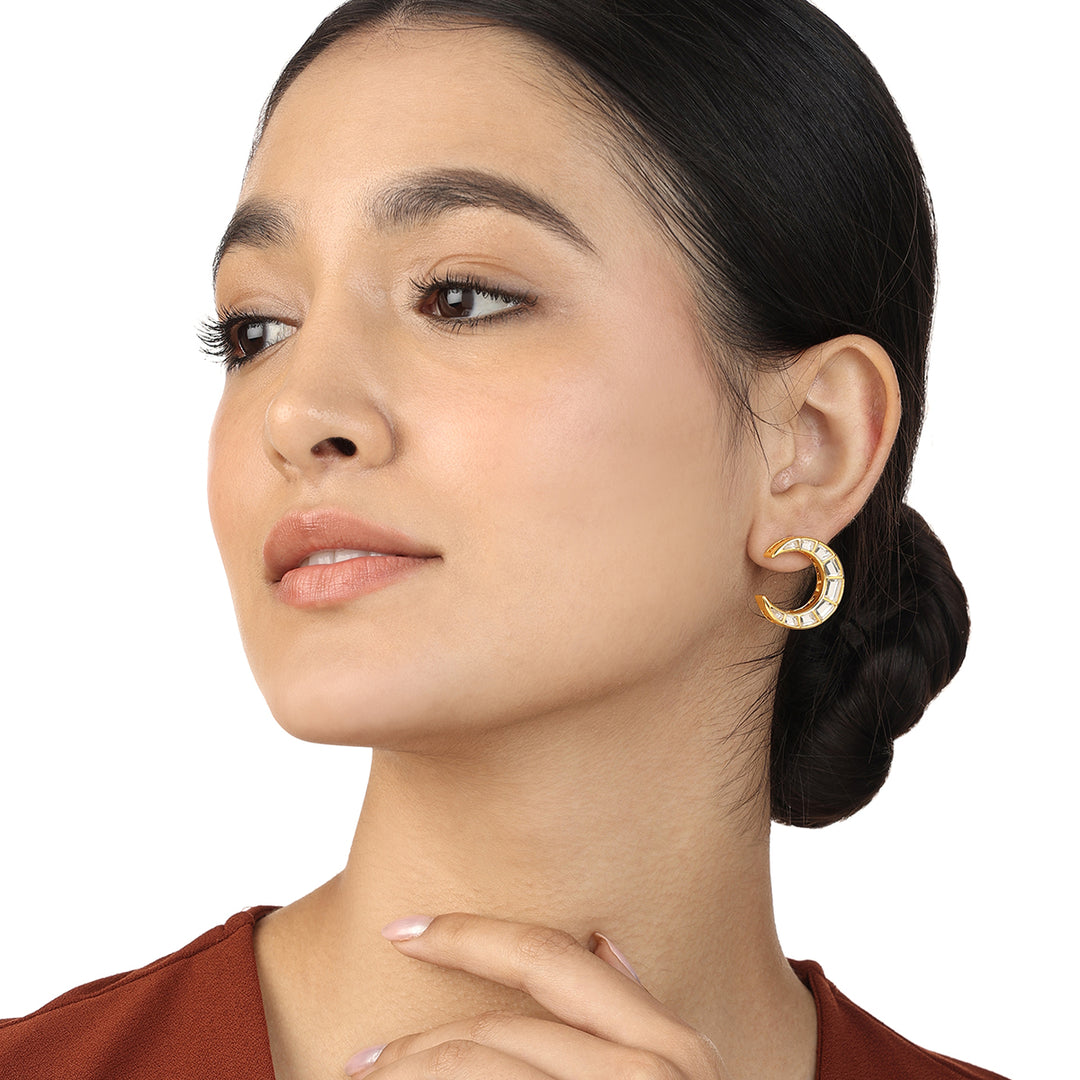Lumen Moon Earrings - Isharya | Modern Indian Jewelry