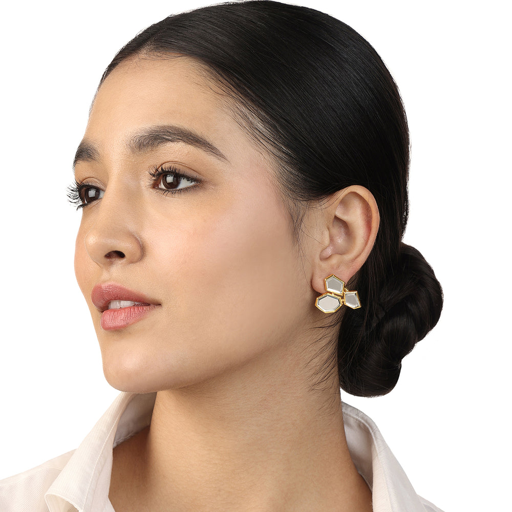 Ruhaaniyat CZ & Mirror Hoop Earrings