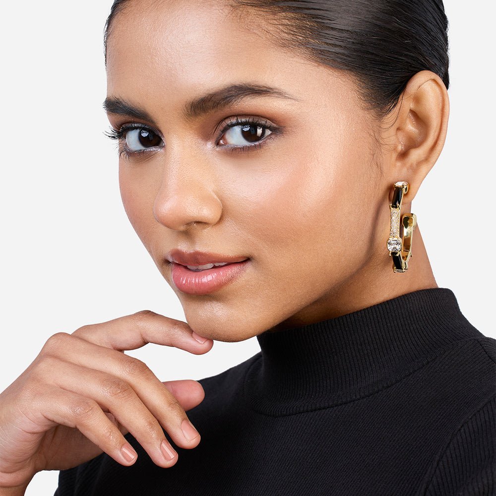 Optic Crystal Hoop Earrings - Isharya | Modern Indian Jewelry