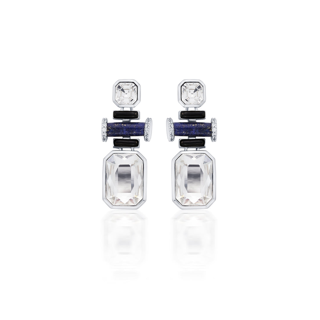 Digital Blue Short Crystal Earrings