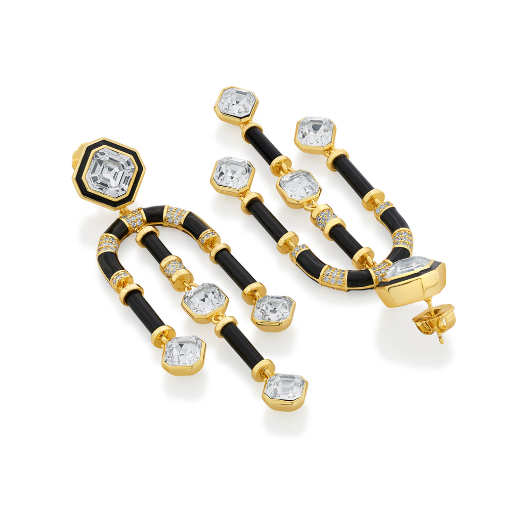 Gold Moss Chandelier Crystal Earrings