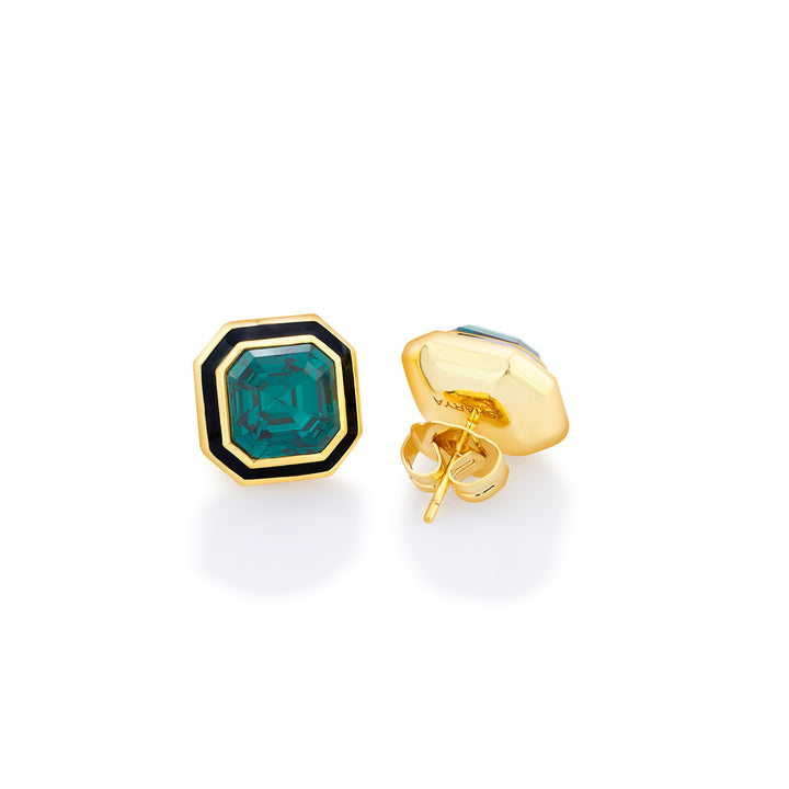 Jungle Green Octa Crystal Studs