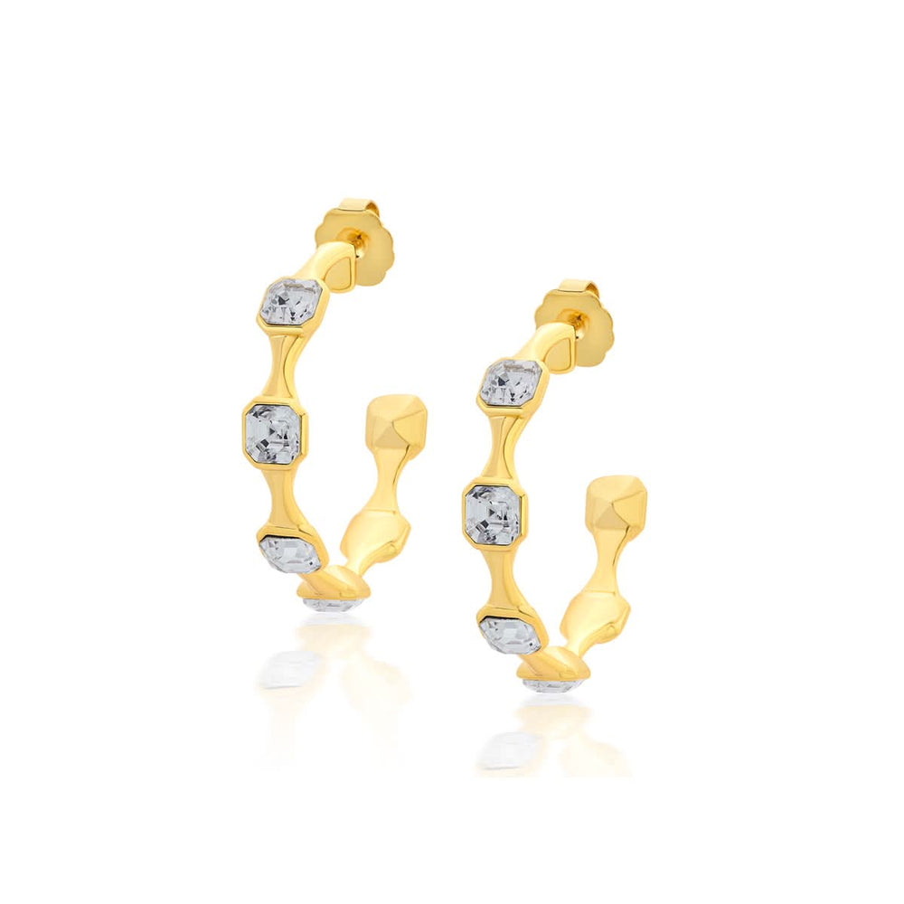 Gold Moss Contrast Hoop Earrings